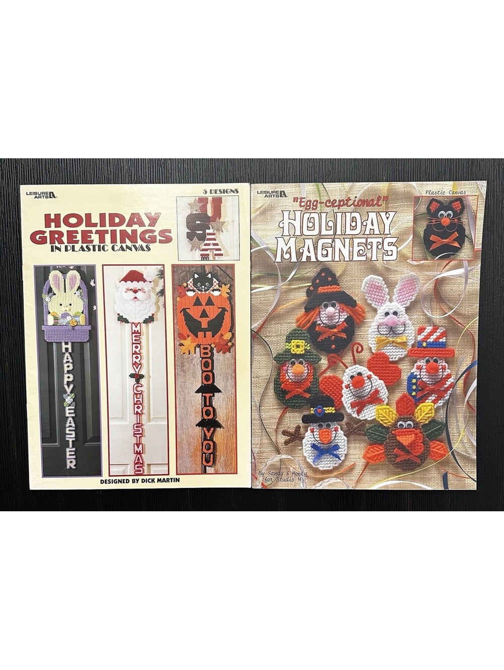 Leisure Arts Holiday Plastic Canvas Instruction Booklets Lot Of 2 VGC